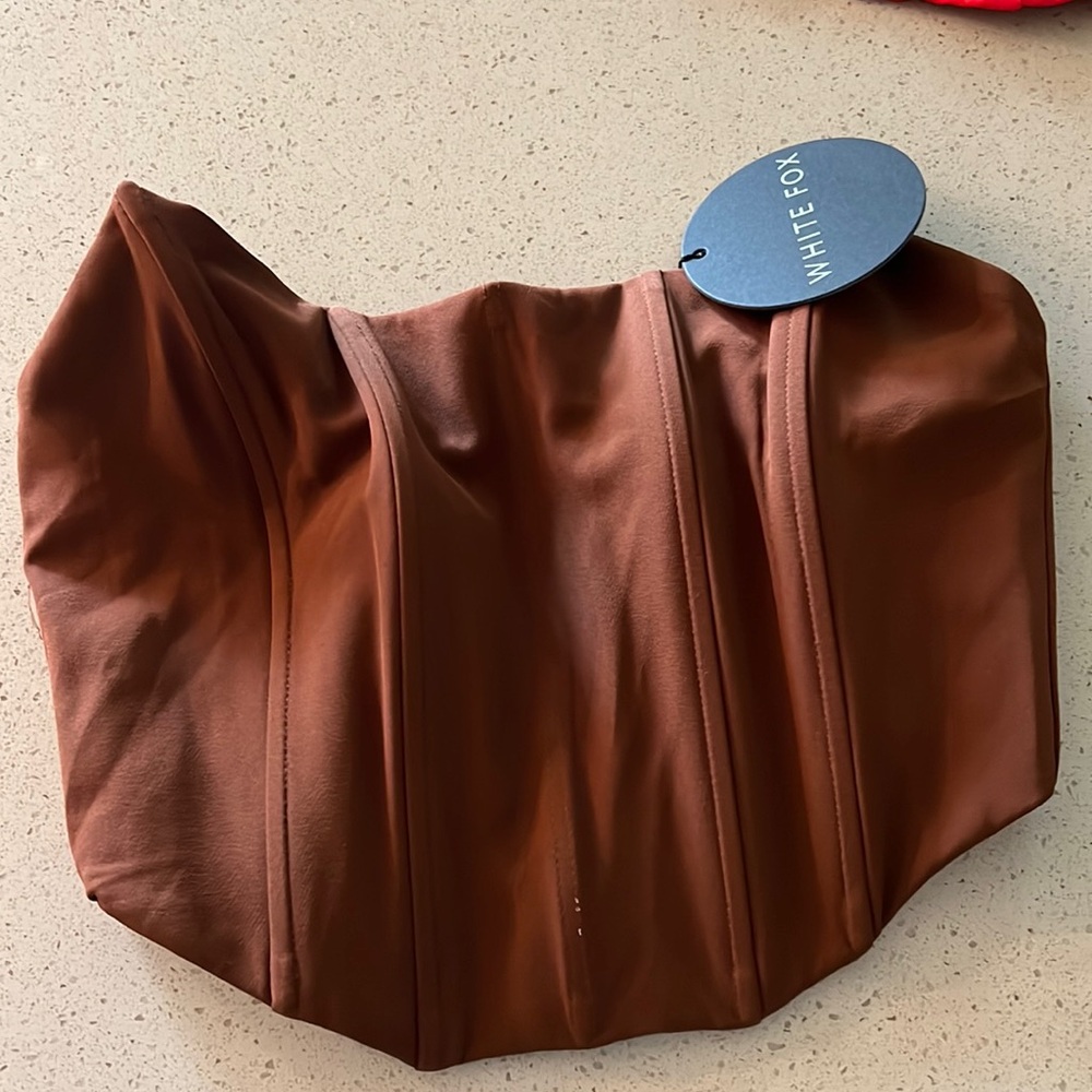 NWT, White Fox Corset, Brown XS